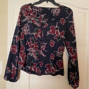 Ruched Flower Detail Silk Top NWOT